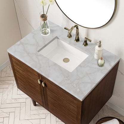 Amberly 36" Single Vanity Cabinet, Mid-Century Walnut