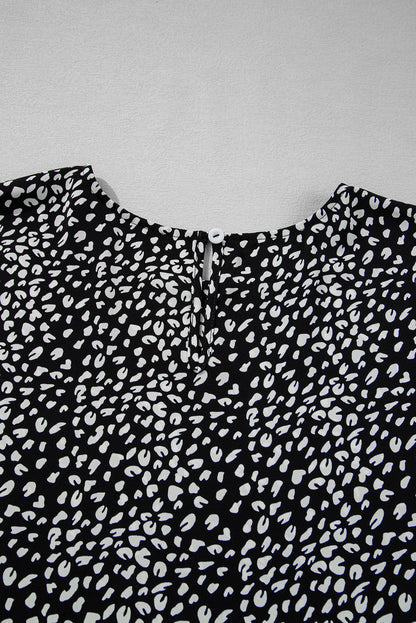 Black Leopard Print Flowy Tiered Plus Size Blouse