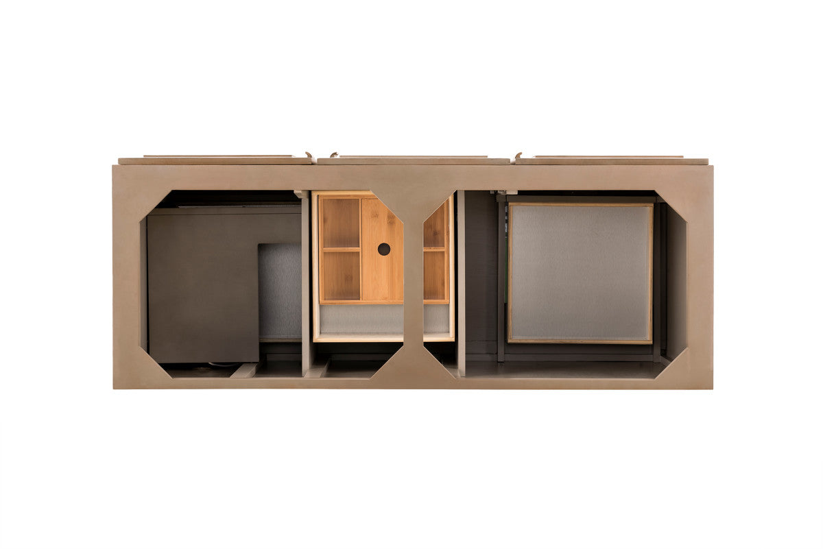 Portland 60" Double Vanity Cabinet, Whitewashed Walnut