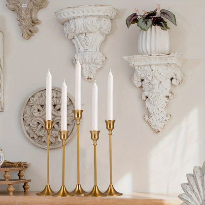 Set of 3 Brass Cone Candle Holders for Modern Decor