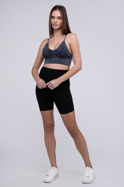 ZENANA Washed Ribbed Bra Padded Tank Top