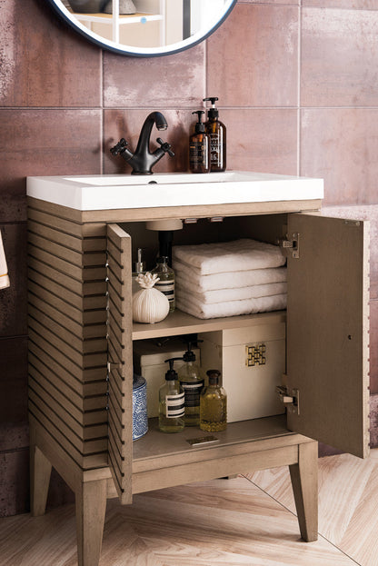 Linden 24" Single Vanity with White Glossy Composite Stone Top