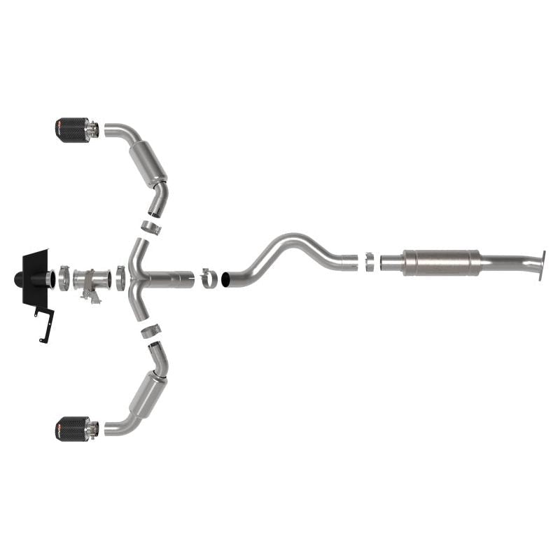 aFe 23-24 Toyota GR Corolla L3 1.6L (t) Gemini XV 3in to 2-1/2in CatBack Exhaust w/Carbon Fiber Tips