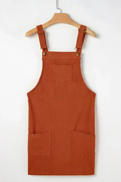 Vineyard Green Corduroy Front Pockets Overall Dress