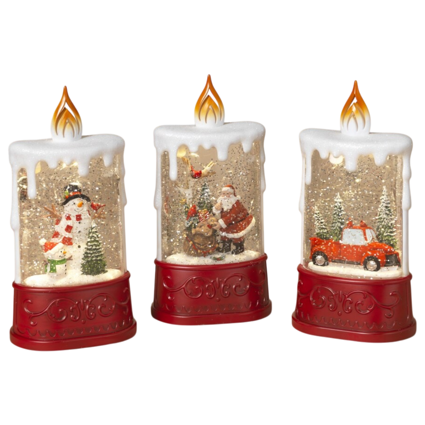 Christmas B/O Lighted Spinning Water Globe Candle