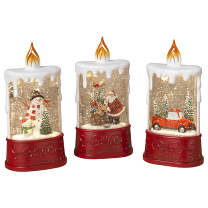 Christmas B/O Lighted Spinning Water Globe Candle