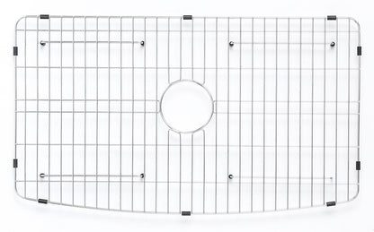 ALFI brand ABFC3320S ABFC3320S-W White Smooth Curved Apron 33" x 20" Single Bowl Fireclay Farm Sink with Grid
