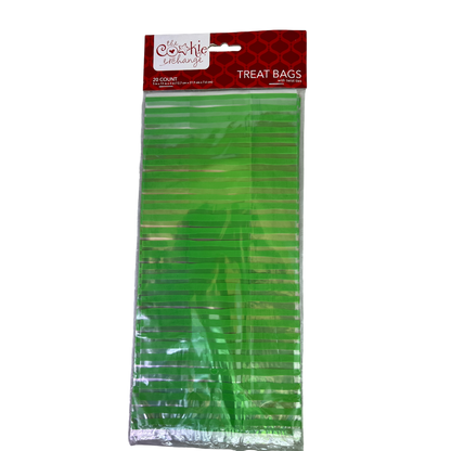Cellophane Treat Bag 20 Count - Green Stripe