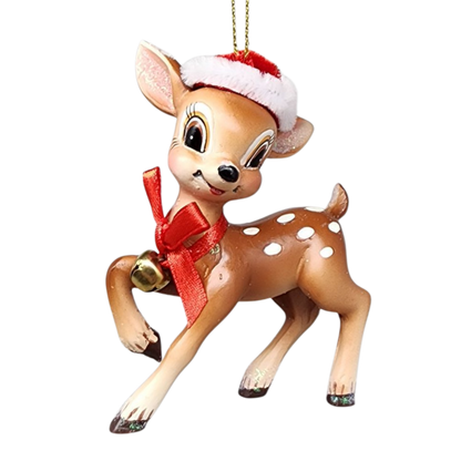 Deer With Christmas Hat Ornament -