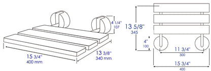 ALFI brand ABS16R 16" Wide Foldable Teak Shower Seat with Round Hardware