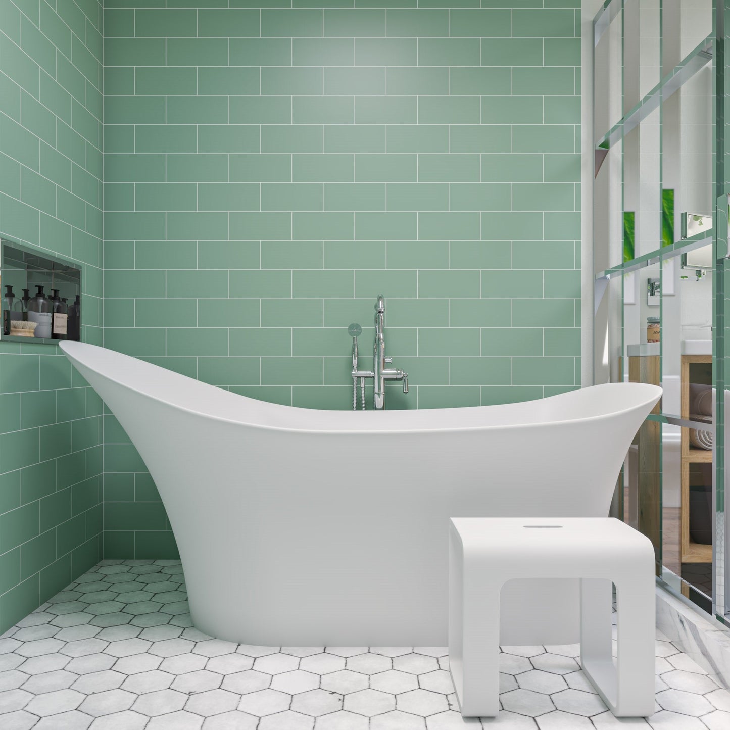ALFI brand  AB9915 74" White Solid Surface Smooth Resin Soaking Slipper Bathtub