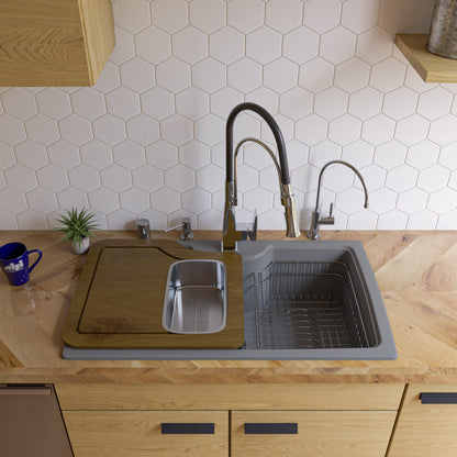 ALFI brand AB3520DI 35" Drop-In Single Bowl Granite Composite Kitchen Sink