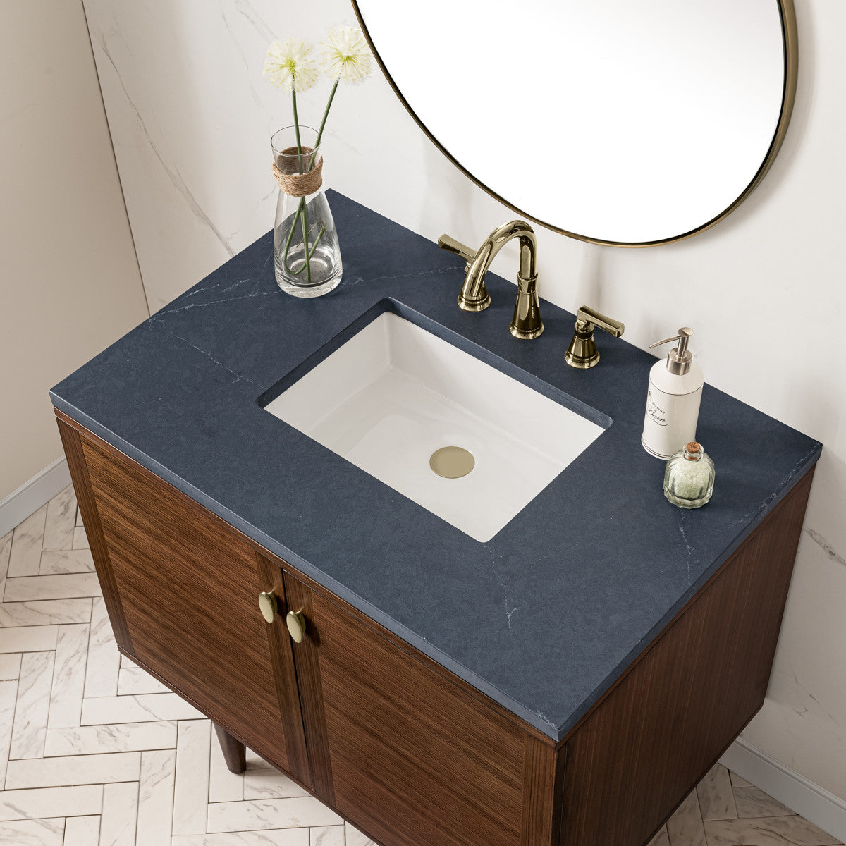 Amberly 36" Single Vanity Cabinet, Mid-Century Walnut