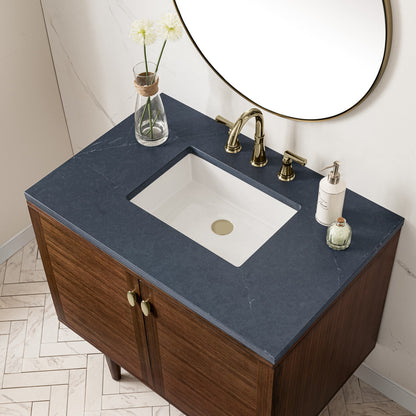 Amberly 36" Single Vanity Cabinet, Mid-Century Walnut