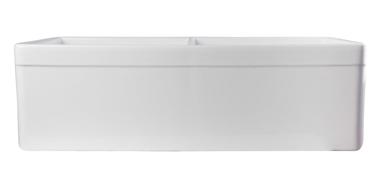 ALFI brand AB539 AB539-W White 32" Decorative Lip Apron Double Bowl Fireclay Farmhouse Kitchen Sink