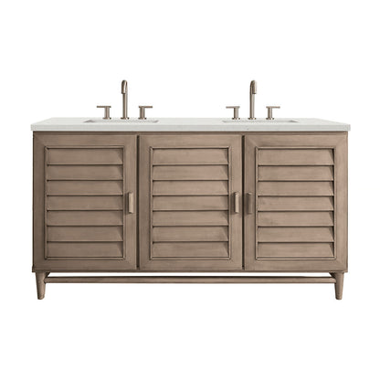 Portland 60" Double Vanity Cabinet, Whitewashed Walnut