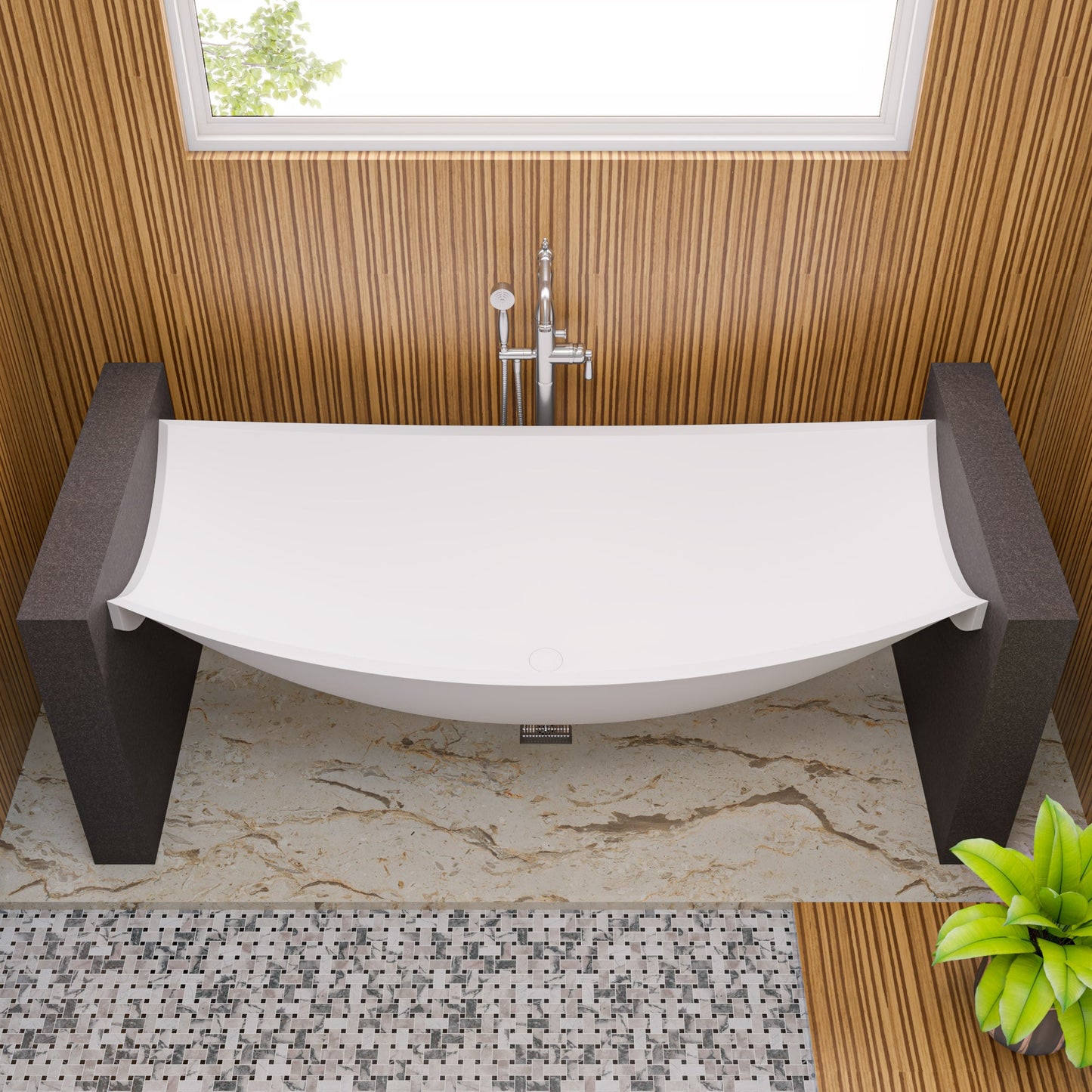 ALFI brand HammockTub2 HammockTub2 71" Solid Surface Resin Suspended Wall Mounted Hammock Bathtub