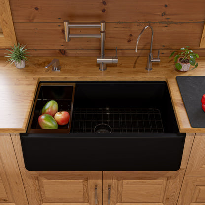 ALFI brand AB33FARM 33" Granite Composite Single Bowl Drop In Farm Sink with Accessories