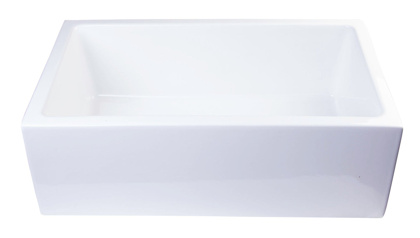 ALFI brand AB3018SB Smooth Apron Thick Wall Fireclay Single Bowl Farm Sink