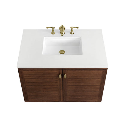 Amberly 36" Single Vanity Cabinet, Mid-Century Walnut