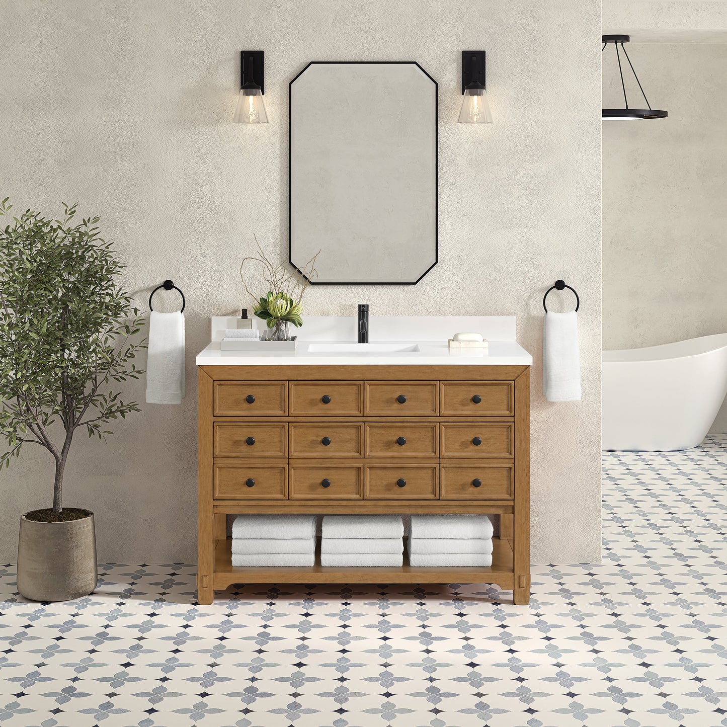 Malibu 48" Single Vanity, Amber Birch