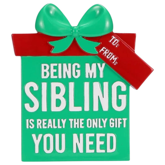 Sibling Gift Box Red & Green Ornament