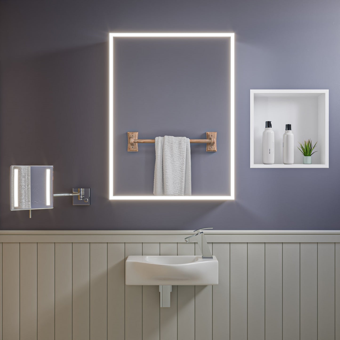ALFI brand  AB5505 24" Double Rack Wooden Towel Bar Bathroom Accessory