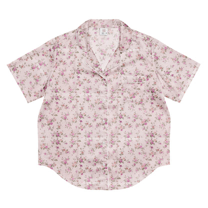 Customizable: Pink Floral Women’s Short Sleeve Pajama Top
