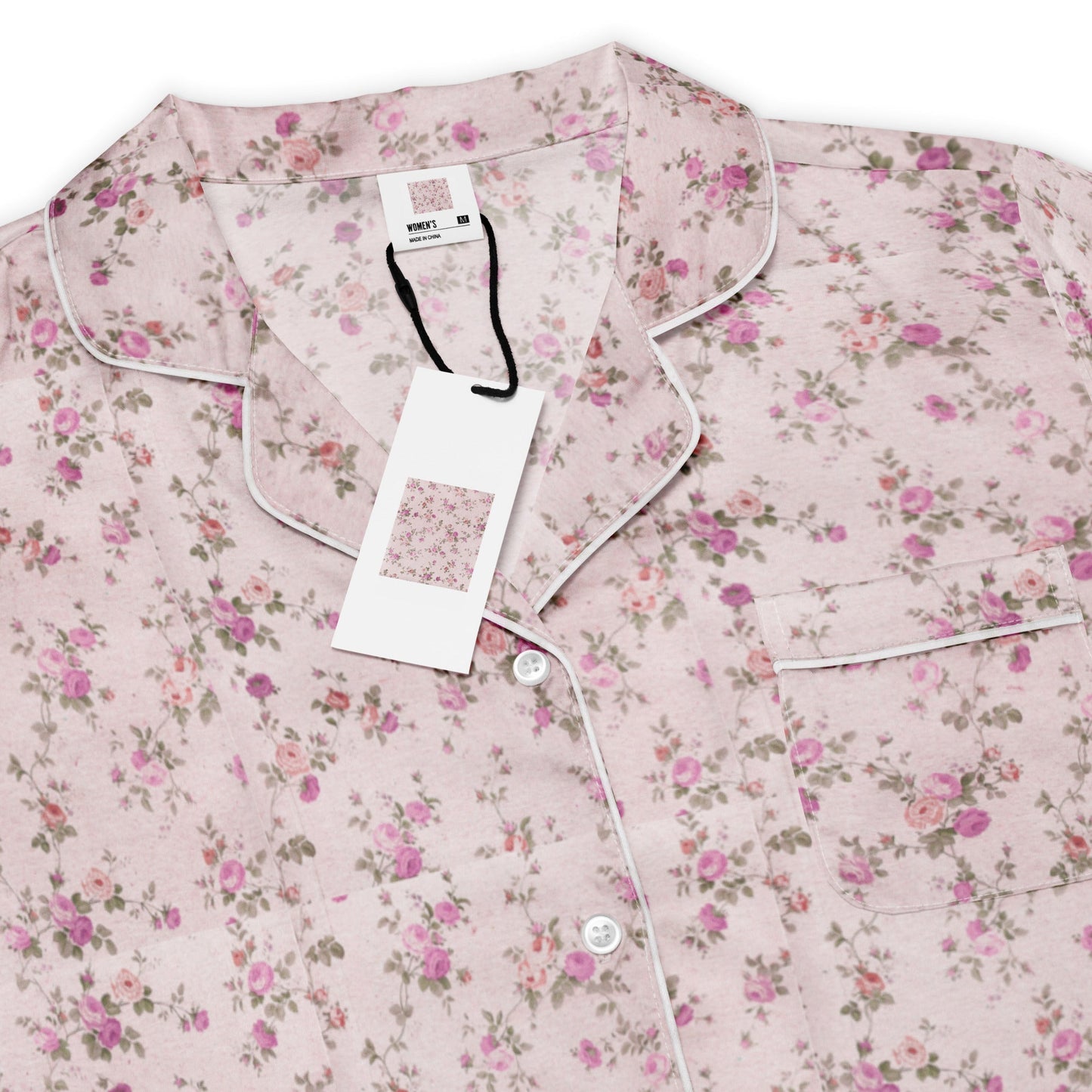 Customizable: Pink Floral Women’s Short Sleeve Pajama Top