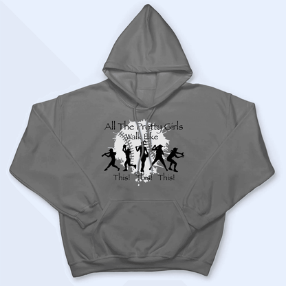 All The Pretty Girls Walk Like This - Baseball/Softball - Personalized Custom T Shirt - Gift for Sport Grandma/Nana/Mimi, Mom, Wife, Grandparent, Granddaughter