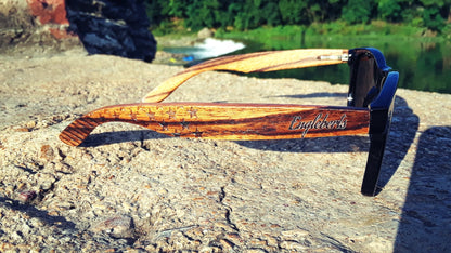 Zebrawood Sunglasses, Stars and Bars, Polarized, Handcrafted | Kitchen + Metal