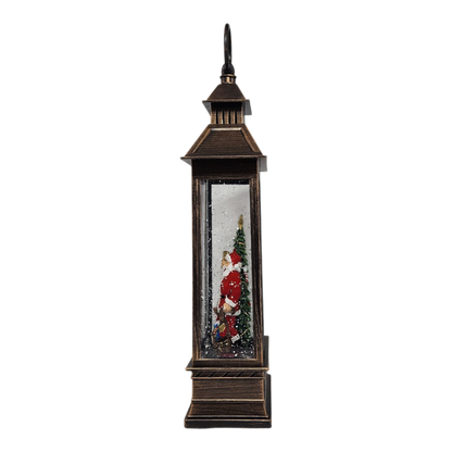 Lighted Spinning Waterglobe Lantern - Santa Delivering Gifts