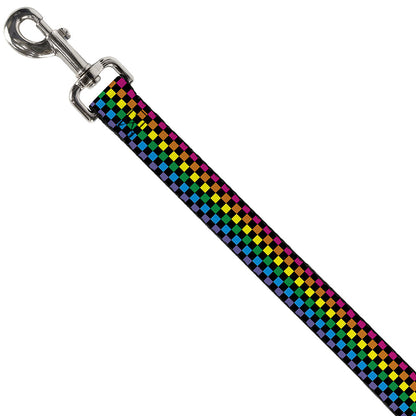 Dog Leash - Checker Black/Neon Rainbow
