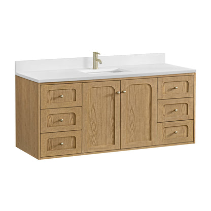 Laurent 60" Single Vanity, Light Natural Oak
