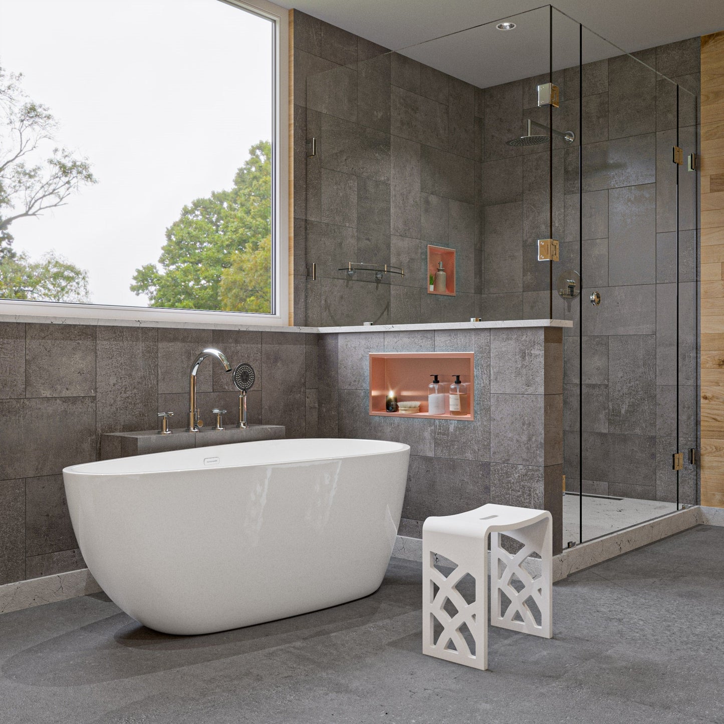ALFI brand ABNP2412 24" x 12" Stainless Steel Horizontal Single Shelf Shower Niche
