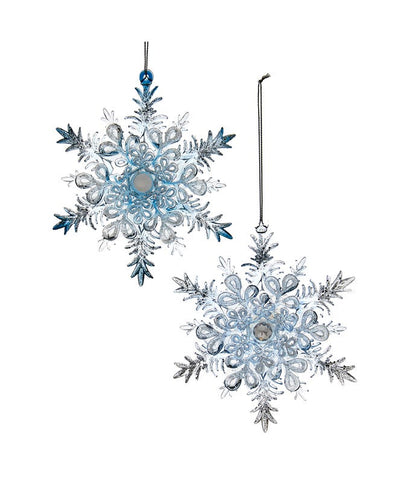 Blue / Clear Snowflake Ornament -