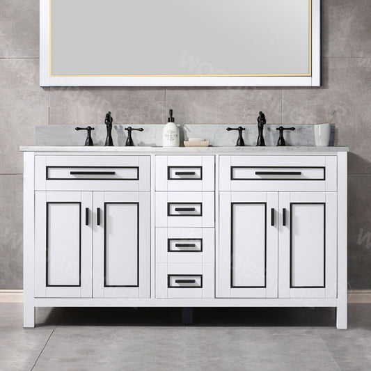 WOODBRIDGE Milan 61” Floor Mounted Single Basin Vanity Set with Solid Wood Cabinet