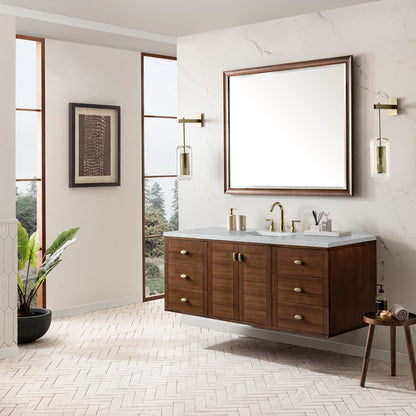 Amberly 60" Single Vanity Cabinet, Mid-Century Walnut