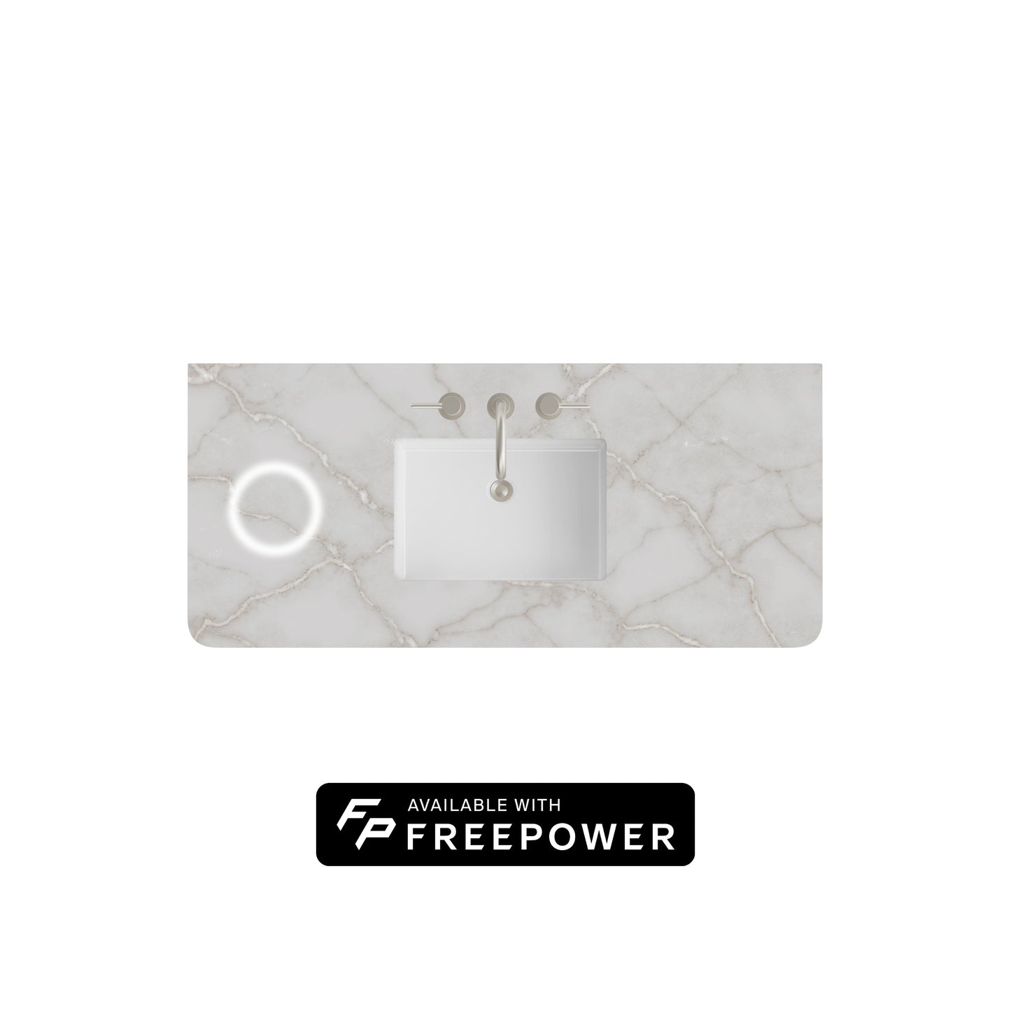 48" Single Radius Cut Top, 3 CM Victorian Silver Silestone w/ Sink & FreePower Wireless Charger