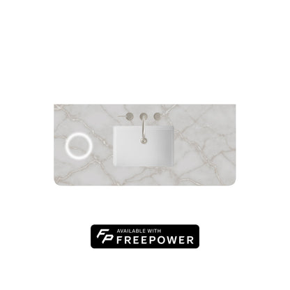 48" Single Radius Cut Top, 3 CM Victorian Silver Silestone w/ Sink & FreePower Wireless Charger