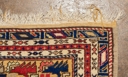Vintage Turkish Wool Prayer Rug 4x6