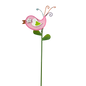 15 Inch Metal & Wood Spring Stake - Pink Bird