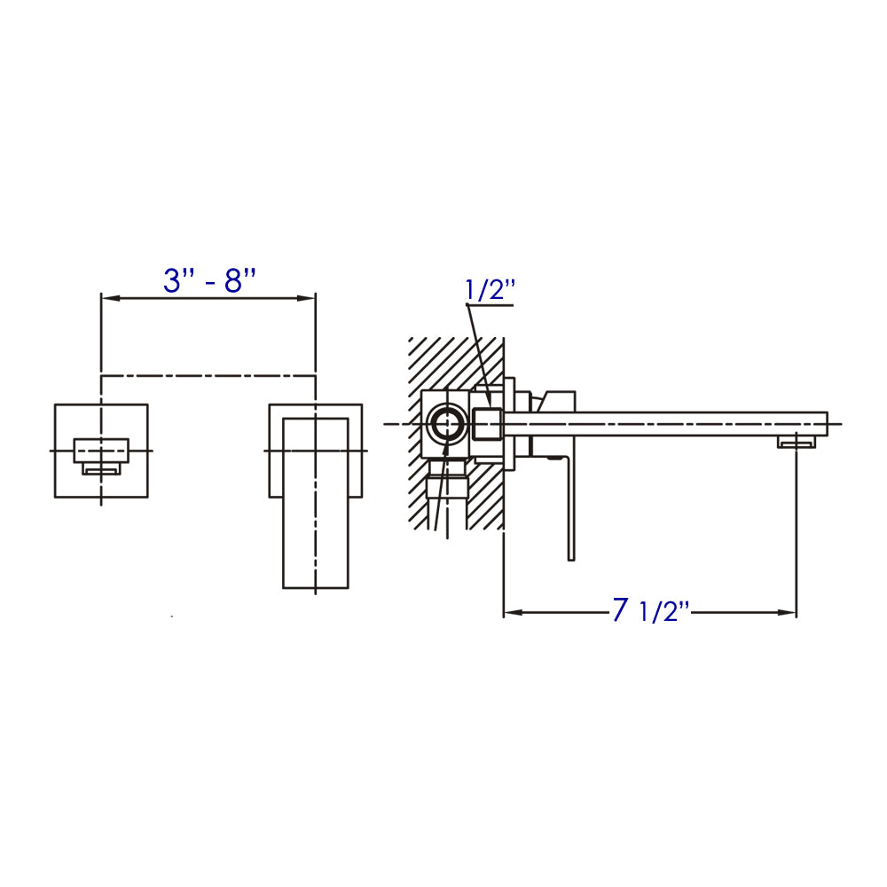 ALFI brand AB1468 Single Lever Wallmount Bathroom Faucet
