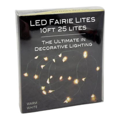 10' Battery Operated 25-Light Warm White Fairy LED Green Wire Light Set