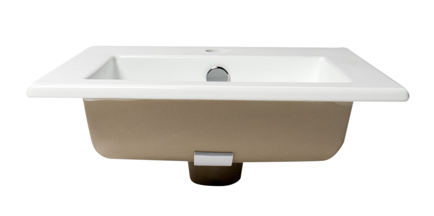 ALFI brand  ABC801 White 17" Square Drop In Ceramic Sink with Faucet Hole