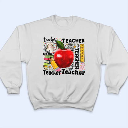 Apple Back to School - Personalized Custom T Shirt - Birthday, Loving, Funny Gift for Teacher, Kindergarten, Preschool, Pre K, Paraprofessional