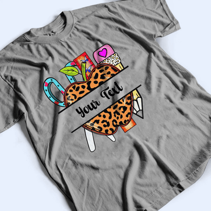 Apple Name Frame - Personalized Custom T Shirt - Birthday, Loving, Funny Gift for Teacher, Kindergarten, Preschool, Pre K, Paraprofessional