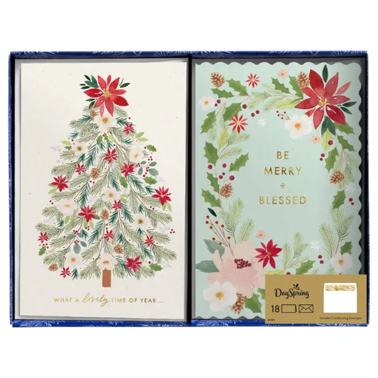 Be Merry and Blessed - 18 Assorted Christmas Boxed Cards and Envelopes