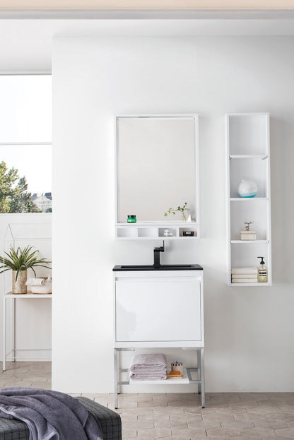 Milan 12" Storage Cabinet (Tall), Glossy White