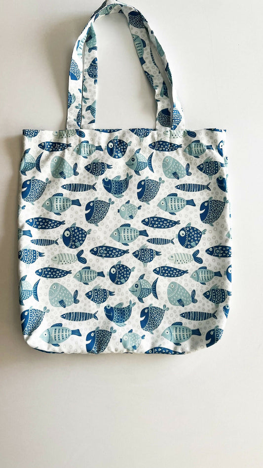 Women's Tote Bag with Blue and Aqua Fish - Great for the Beach, Lake,